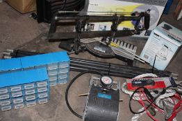 A MITRE SAW' DRAIN RODS'SPRAY STATION ETC