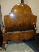 A VINTAGE WALNUT SINGLE BED FRAME