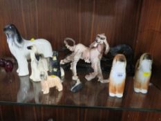 A COLLECTION OF CERAMIC DOG FIGURES ETC. TO INCLUDE RUSSIAN AFGHAN HOUNDS' POOLE EXAMPLE ETC. (9)