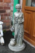 A PLASTIC WATER FEATURE FIGURE OF A LADY H-75 CM