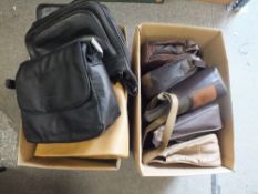 TWO BOXES OF MODERN LADIES DESIGNER STYLE HANDBAGS