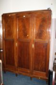 AN ANTIQUE MAHOGANY TRIPLE WARDROBE H-207 CM W-154 CM