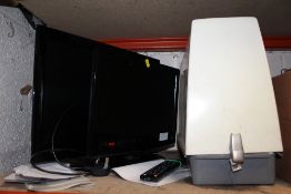 A SINGER SEWING MACHINE A/F TOGETHER WITH 2 FLAT SCREEN TV,S