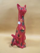 A LARGE ANITA HARRIS EGYPTIAN CAT ,LEAVES PATTERN,