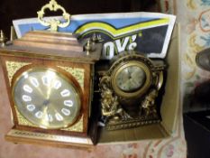 A COLLECTION OF ASSORTED MANTEL CLOCKS TOGETHER WITH A MODERN WALL CLOCK