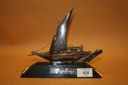 A CONTINENTAL SILVER SAIL BOAT MODEL ADVERTISING AL -MAJID JEWELLERS