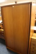 A RETRO MID CENTURY TEAK DOUBLE WARDROBE H- 173 CM W-102 CM