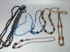 SEVEN VINTAGE CRYSTAL NECKLACES