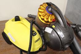 A DYSON VACUUM CLEANER, TOGETHER WITH A KARCHER STEAMER (2)