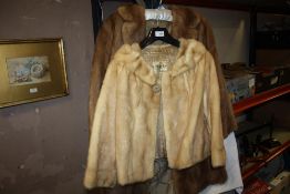 A LIGHT COLOURED LADIES FUR JACKET L. MARKS OF WOLVERHAMPTON TOGETHER WITH ANOTHER