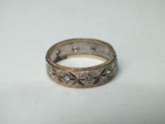 VINTAGE 9CT GOLD & SILVER ETERNITY RING