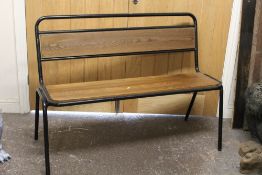 TWO INDUSTRIAL STYLE METAL BENCHES - ONE WITHOUT SEAT, W 120 CM