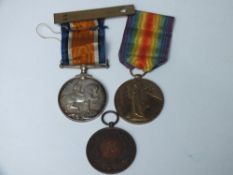 A PAIR OF WWI MEDALS & ONE OTHER TO GNR J.EVANS R.A
