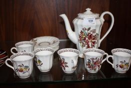 A FLORAL 'HEDGEROW' PATTERN WADE SIX PERSON PART COFFEE SET
