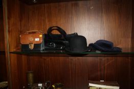 A LADIES RADLEY HANDBAG TOGETHER WITH A CHILTERN EXAMPLE, BOWLER HAT PLUS ANOTHER (4)