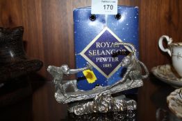 A BOXED ROYAL SELANGOR PEWTER NOVELTY CARD HOLDER