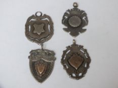 FOUR LARGE SILVER ANTIQUE SILVER FOB MEDALS