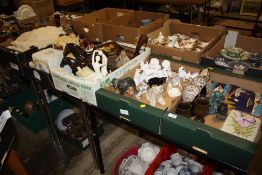 FOUR TRAYS OF ASSORTED CERAMIC FIGURES ETC.