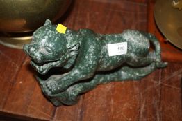 A CARVED HARD STONE FIGURE OF A TIGER