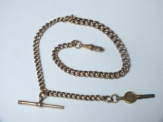 AN ANTIQUE POCKET WATCH ALBERT CHAIN & KEY