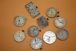 TEN VINTAGE MENS WRISTWATCH MOVEMENTS