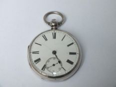 AN ANTIQUE SILVER CASED MEN'S FUSEE POCKET WATCH BY J.W.BENSON