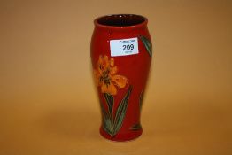 A SIGNED ANITA HARRIS ART POTTERY FLOWER PATTERN VASE