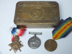WWI TRIO MEDALS & TIN ETC TO - CPL C.H.PALE R.A.M.C
