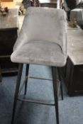 A MODERN UPHOLSTERED VELVET BARSTOOL
