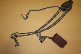 AN ANTIQUE STEEL CHATELAINE