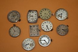 TEN VINTAGE MENS WRISTWATCH MOVEMENTS