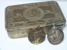 A PAIR OF WWI MEDALS - D.JONES M.G.C & MARY TIN ETC