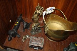 AN ANTIQUE GERMAN SILVER PLATED SILVER BOX TOGETHER WITH A COLLECTION OF CAST METAL FIGURES, COAL