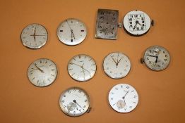 TEN VINTAGE MENS WRISTWATCH MOVEMENTS