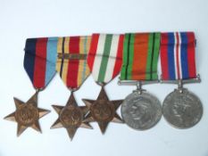 WWII MEDAL GROUP OF FIVE TO INCLUDE 1ST ARMY AFRICA STAR ETC