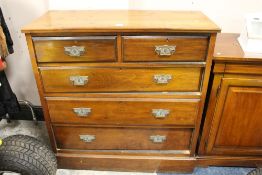 AN ANTIQUE MAHOGANY FIVE DRAWER CHEST H -108 CM W - 108 CM D - 48 CM