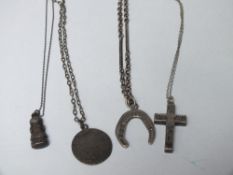 FOUR ANTIQUE SILVER NECKLACES