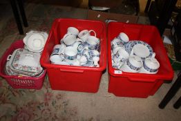 TWO BOXES OF CROWN DYNASTY CHINA TOGETHER WITH A BOX OF NEWPORT DINNERWARE (3)
