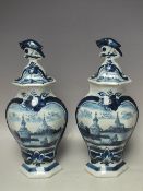 A PAIR OF 18TH CENTURY DUTCH DELFT VASES