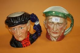 A LARGE ROYAL DOULTON PROTOTYPE CHARACTER JUG A/F TOGETHER WITH A BESWICK CHARACTER JUG