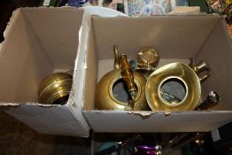 A QUANTITY OF BRASSWARE TO INCLUDE A SPIRIT KETTLE