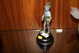 AN UNUSUAL NOVELTY MUSICAL TABLE LIGHTER IN THE FORM OF A KNIGHT