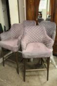 A SET OF FOUR MODERN VELVET UPHOLSTERED TALL STOOLS (4)