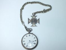 AN ANTIQUE POCKET WATCH & ALBERT CHAIN