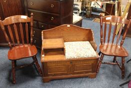 A MODERN TELEPHONE SEAT AND TWO CHAIRS