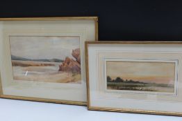 HERBERT GEORGE (Exh. 1906-1939). A rocky coastal scene, unsigned, label verso, 'BUSHY & NEWLYN