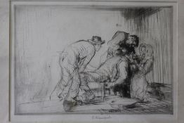 EDMUND BLAMPIED (1886-1966). Channel Island artist, 'Figures at the Dentist with an Unfortunate