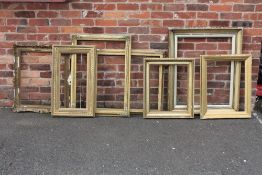SEVEN MAINLY 19TH CENTURY GOLD FRAMES, some A/F, smallest rebate approx 53 x 43 cm, largest rebate