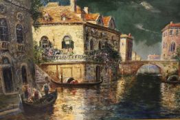 DANIEL SHERRIN (1868-1940) Venetian scenes with gondolas, signed lower right, oils on canvas, a