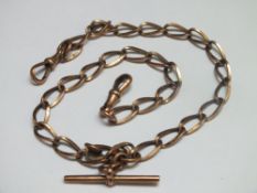 A HALLMARKED 9 CT GOLD ALBERT CHAIN, approx weight 27g, L 39 cm